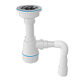 Сифон для мойки, 3 1/2&amp;quot;, с выпуском, с гибкой трубой 1 1/2&amp;quot;, Aquanova, 1042