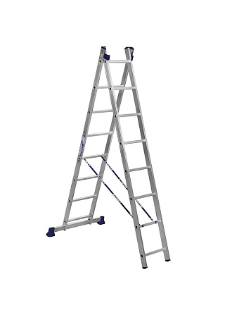 Лестница 2 секции, 8 ступеней, алюминий, 3.1 м, 150 кг, 3.64 м, Alumet, Н25208