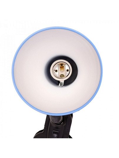 Светильник настольный с прищепкой, E27, 60 Вт, черный, абажур синий, Ultraflesh, UF-320Р C06, 12372