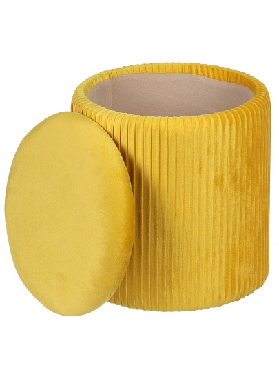 Пуф 32х32х35 см, МДФ, ткань, велюр, до 110 кг, круглый, желтый, Люкс, L030006