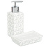 Набор для ванной 4 предмета, Камень, белый, керамика, стакан, подставка для зубных щеток, дозатор для мыла, мыльница, Y3-877 - фото 2