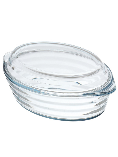 Форма для запекания стекло, 34.1х21.3 см, 2.9 л, овальная, с крышкой, Borcam, 590003
