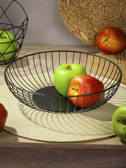 Ваза для фруктов, металл, 28х7.5 см, Y4-7653, черная