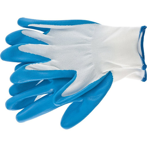 Перчатки полиэфир, нитриловый облив синие, L, 15 класс вязки, Сибртех