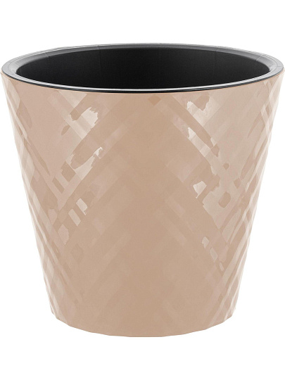 Горшок для цветов пластик, 1.6 л, 16х16х14.5 см, молочный шоколад, InGreen, Manhattan, IG670110047