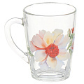 Кружка стекло, 300 мл, Капучино Акварельные цветы, ОСЗ, с1334, в ассортименте