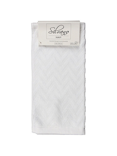 Полотенце кухонное махровое, 30х30 см, 450 г/м2, 100% хлопок, Silvano, Navy, белое, Узбекистан