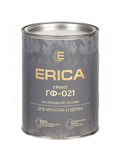 Грунтовка алкидная, Erica, ГФ-21, для внутренних и наружных работ, белая, 0.8 кг