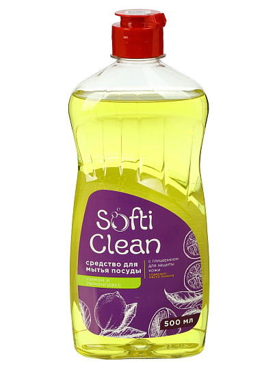 Средство для мытья посуды Softi Clean, Лимон и лемонграсс, 500 мл