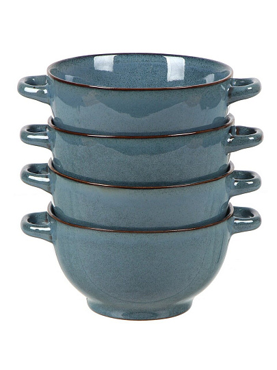 Бульонница керамика, 4 шт, 650 мл, металлическая подставка, Океан, ТМ Глория, 202431