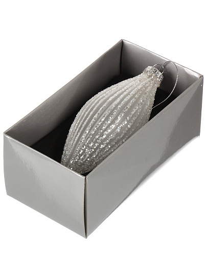 Елочное украшение Веретено Серебристые грани, прозрачное, 6х13 см, стекло, XF24-SC039