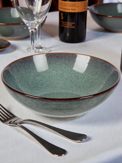 Тарелка суповая, керамика, 19.5 см, 920 мл, круглая, Океан, Daniks, HMN250724A4-RB