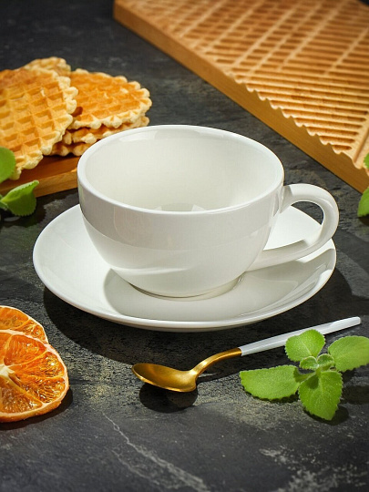 Чайная пара керамика, 2 предмета, на 1 персону, 210 мл, Daniks, Классика, Y4-2742