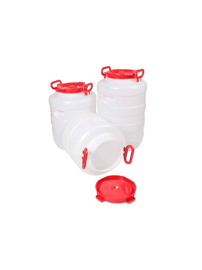 Бочка пластик, для воды, 40 л, круглая, с ручками, белая, 10193057, Дачная, Радиан