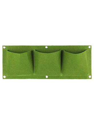 Текстильные грядки подвесные 22х60 см, 3 кармана, геотекстиль, зеленые, MP-У, ДС.070829