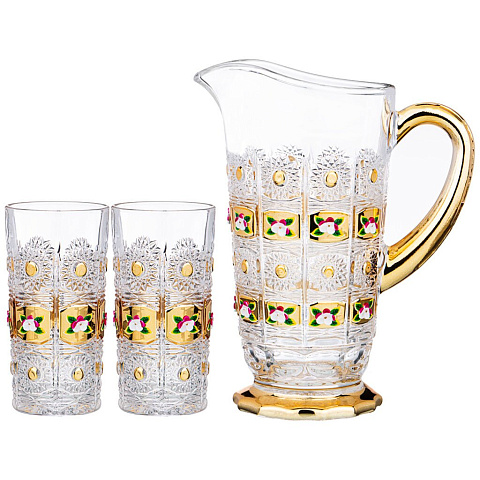 Набор для воды/сока Lefard gold glass, 3пр.: кувшин + 2 стакана 1400/400 мл, 195-160
