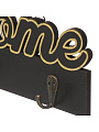 Ключница Welcome, 29.5х10.5 см, МДФ, 3 крючка, на декоративном панно, A200144, черная - фото 2