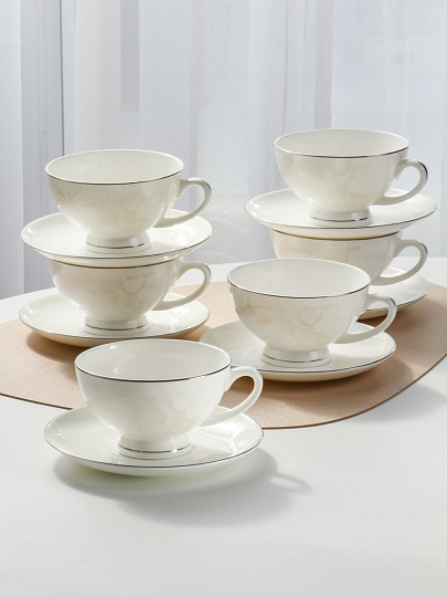 Набор чайный фарфор, 12 предметов, на 6 персон, 250 мл, Lefard, Медиссон, 440-083, подарочная упаковка