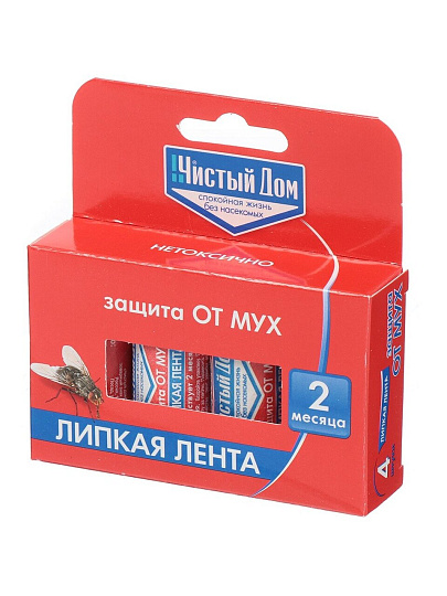 Инсектицид от мух, лента липкая, 4 шт, Чистый Дом