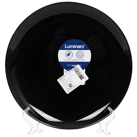 Тарелка обеденная, стеклокерамика, 25 см, круглая, Diwali Noir, Luminarc, P0867, черная