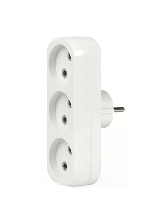 Тройник 3 гнезда, без заземления, плоский, 10 А, Smartbuy, SBE-10-A02-3