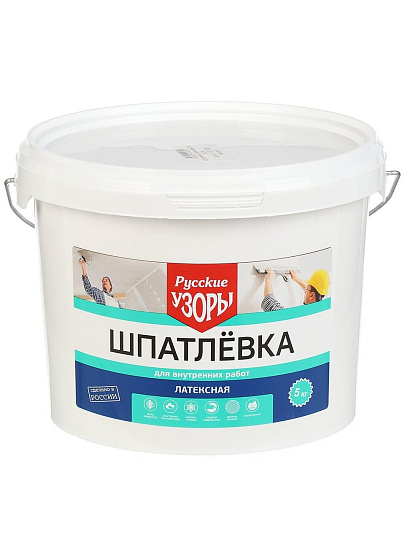 Шпатлевка Русские узоры, латексная, универсальная, для внутренних работ, 5 кг