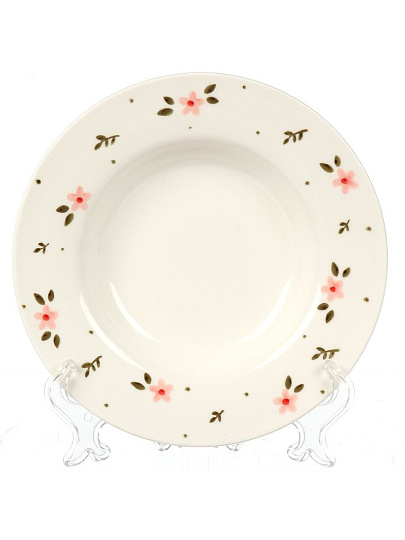 Чайная пара керамика, 2 предмета, на 1 персону, 250 мл, Английский стиль, розовые цветы, ручная работа, блюдце 17х3 см, B060323