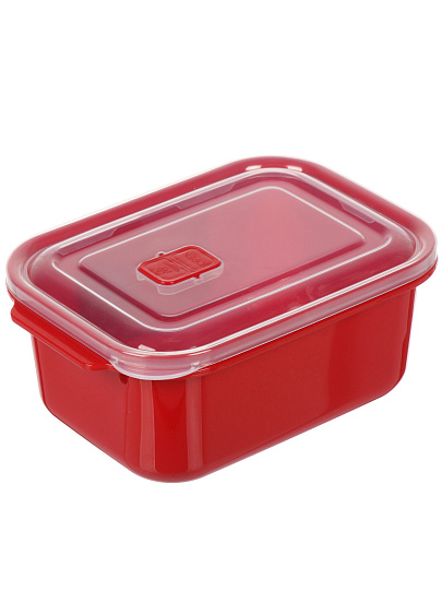 Контейнер пищевой пластик, 2 л, 22.5х15.5х9.5 см, красный, прямоугольный, с клапаном, DDStyle, 31203