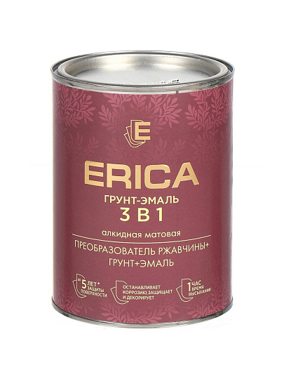 Грунт-эмаль Erica, по ржавчине, алкидная, белая, 0.8 кг