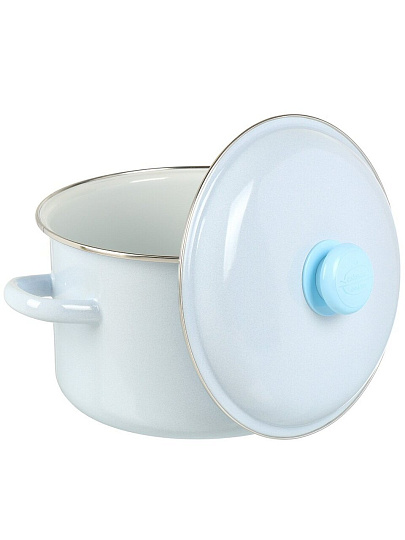 Кастрюля эмалированная сталь, 5.5 л, крышка сталь, цилиндрическая, Сибирские товары, 9MD221P, серо-голубая, индукция