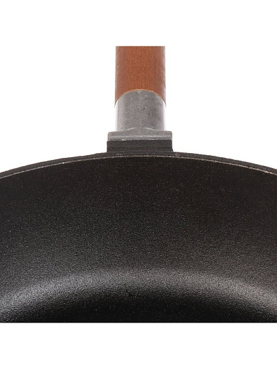 Сковорода чугун, 28 см, Гардарика, съемная ручка, с деревянной ручкой, высокий борт, индукция, 0328