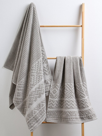 Полотенце банное 50х90 см, 100% хлопок, 450 г/м2, жаккард, Соната-3 7123, Авангард, лен, 299, Россия