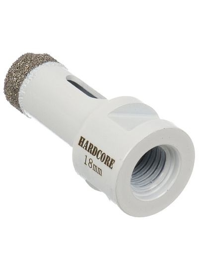 Коронка алмазная, по керамограниту, Hardcore, М14, диаметр 18 мм, для УШМ, 155018