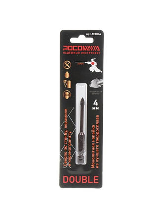 Сверло по керамограниту, керамике и стеклу, Росомаха, диаметр 4х74 мм, шестигранник, 720004