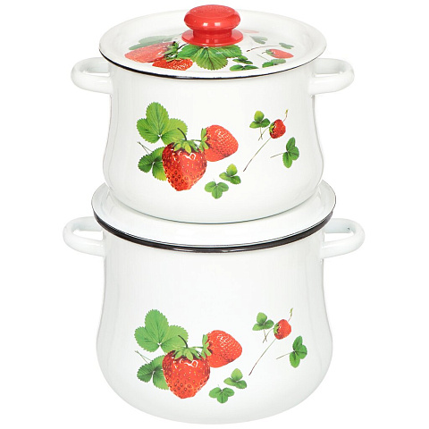 Набор эмалированной посуды Сибирские товары Летняя ягода 18 N18B56 (кастрюля 4+5.5 л), 4 предмета