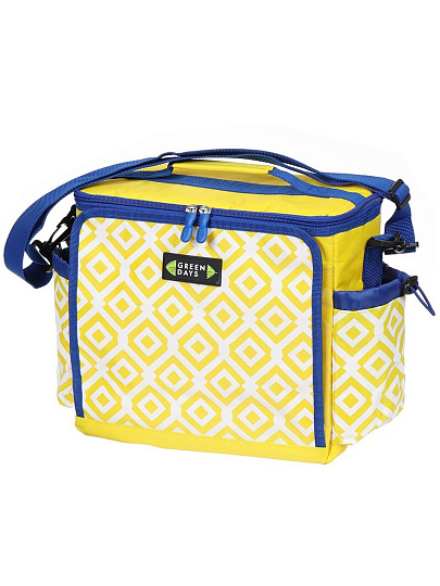 Термосумка 8 л, 30х13х28 см, Green Days, полиэстер, алюминий, прямоугольная, желтая, с синими ручками, CA210112.01
