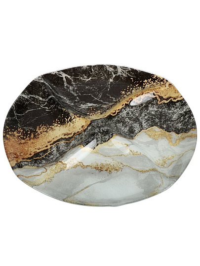 Менажница стекло, 29 см, круглая, Daniks, Флюид, черная