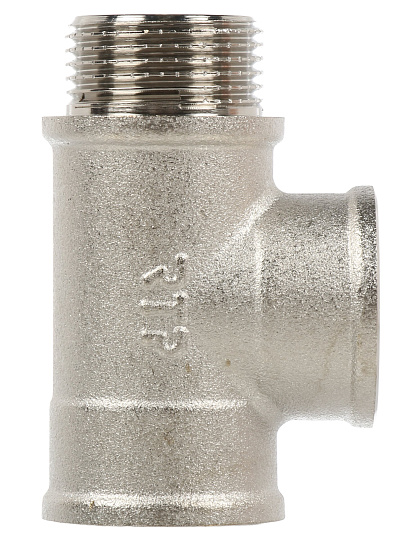 Тройник 3/4", г-г-ш, никель, индивидуальная упаковка, РосТурПласт