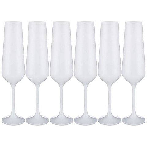 Набор бокалов для шампанского "sandra sprayed white" из 6 шт. 200 мл. высота 24 см, 674-719