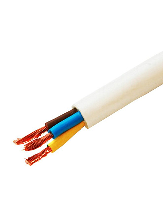 Кабель ПВС, 3х2.5 мм², 5 м, медь, гибкий, ГОСТ, белый, TDM Electric, SQ0118-0008