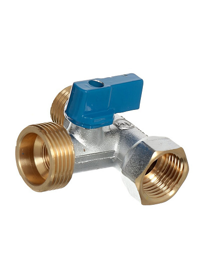 Кран для бытовых приборов, 1/2"х3/4"х1/2", г-ш-ш, латунь, ручка-флажок, трехходовой, индивидуальная упаковка, ComfortFactor