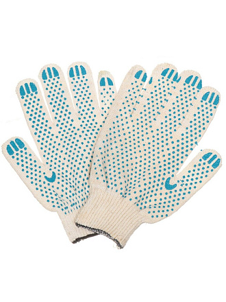 Перчатки х/б, ПВХ покрытие, Точка, универсальный размер, 10 класс вязки, 5 нитей, белая основа