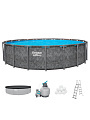 Бассейн каркасный Bestway, 610х132 см, 561KE, фильтр-насос, лестница, тент, 33240 л, полисферы - фото 10