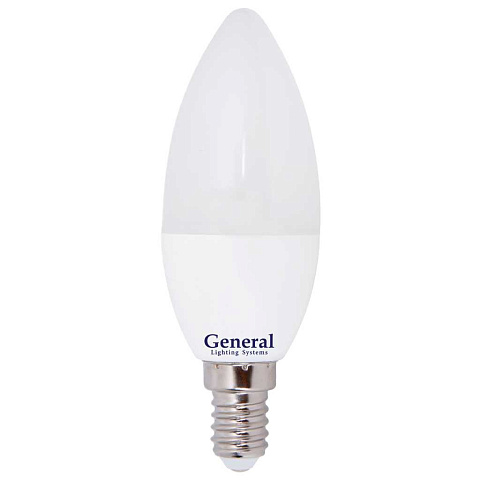 Лампа светодиодная E14, 8 Вт, 230 В, свеча, 2700 К, свет теплый белый, General Lighting Systems, GLDEN-CF