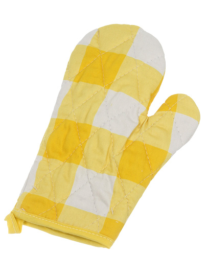 Прихватка-варежка, 26х18 см, 100% хлопок, желтая клетка, Узб-н