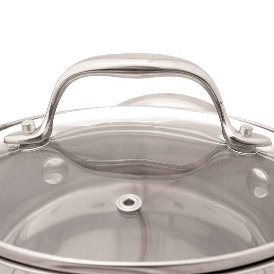 Набор посуды нержавеющая сталь, 6 предметов, кастрюли 1.9, 2.7, 3.7 л, индукция, Daniks, Декор, M-327R, красный