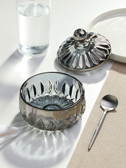 Сахарница 290 мл, стекло, 10.7х10.7 см, графит, Лотос, Y4-5379