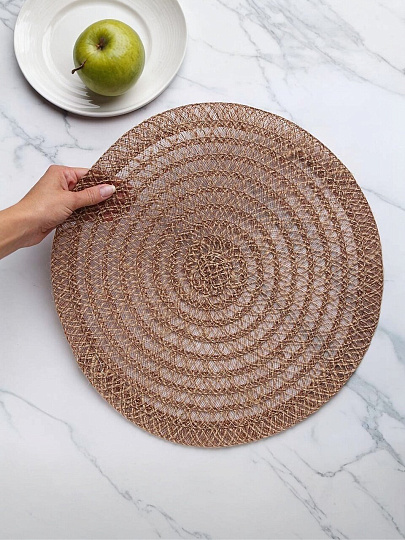 Салфетка сервировочная полимер, 38 см, круглая, паутинка, Y4-9625