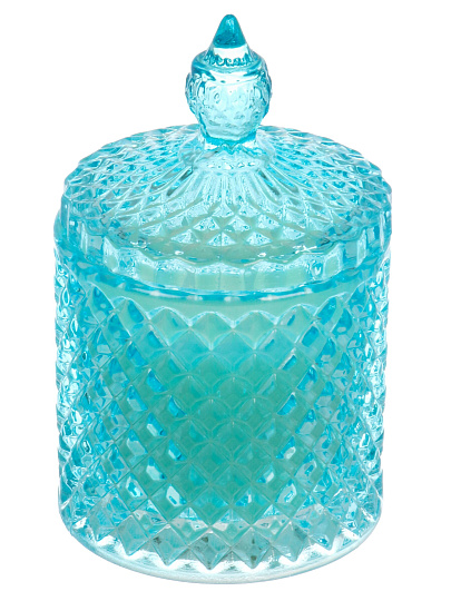 Свеча воск, в стеклянной банке, 7х11 см, 100гр, синяя, Шейх