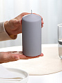 Свеча ароматизированная, 15х7 см, колонна, серая, Bartek Candles, Вельвет, классическая